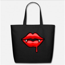 Bloody Vampire Lips Black Eco-Friendly Tote Bag